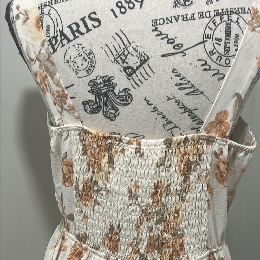 Monteau Los Angeles Women's Floral Boho Maxi Dress Cream L - Picture 16 of 16